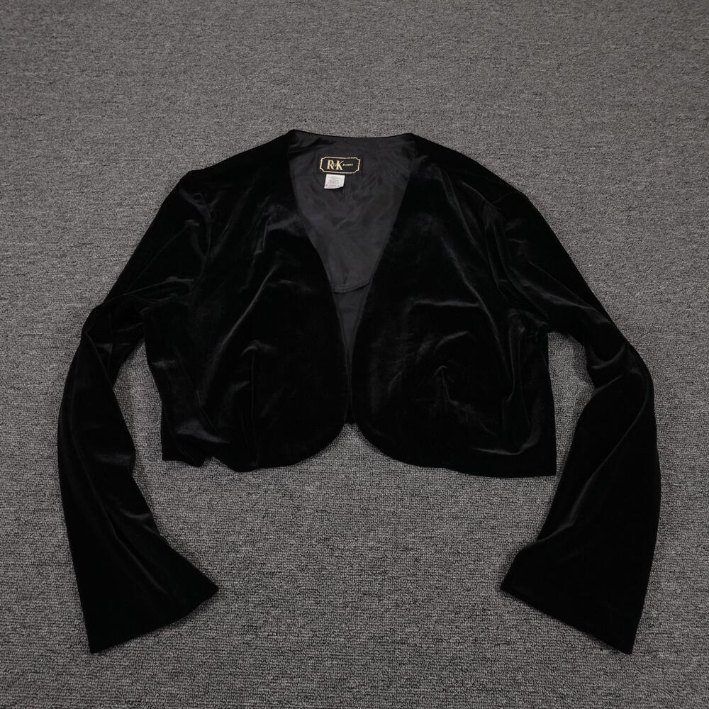 VINTAGE R&K Evening Jacket M Black Velvet Gothic Cocktail Cropped Formal Bolero